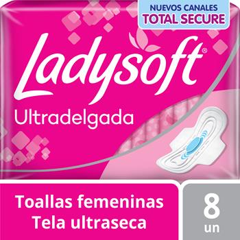 Toalla Higiénica Ladysoft Ultra Delgada con Alas 8 unidades.