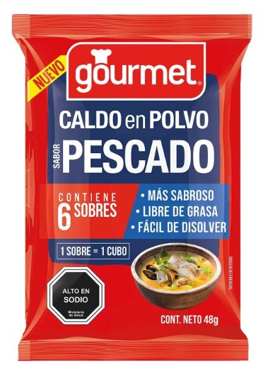 Caldo en Polvo Sabor Pescado Gourmet 48 grs. 6 unidades.