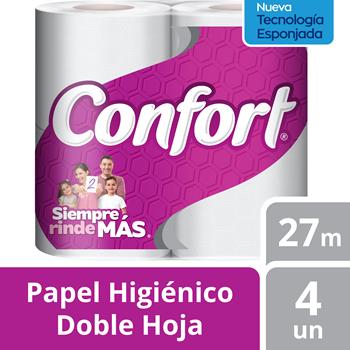 Papel Higiénico Confort Doble Hoja 27 mts. 4Rollos