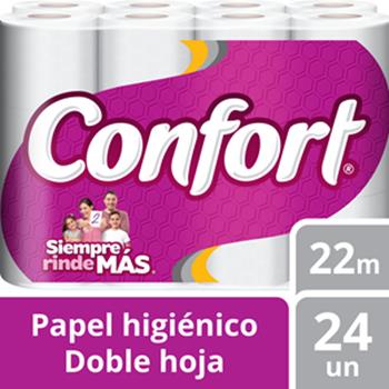 Papel Higiénico Confort Doble Hoja 22 m 24 un