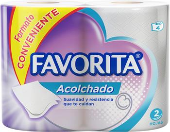 Papel Higiénico Favorita Acolchado Doble Hoja 22 mts. 4 Rollos