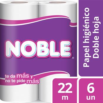 Papel Higiénico Noble Doble Hoja 22 m 6 un