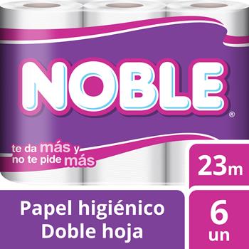Papel Higiénico Noble Doble Hoja 23 m 6 un