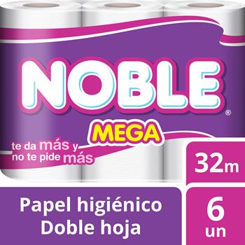 Papel Higiénico Noble Doble Hoja Mega 32 m 6 un