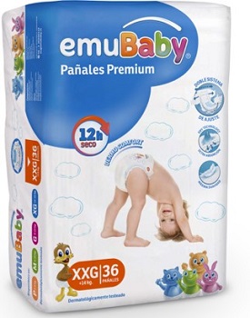 Pañal Emubaby Premium Xxg 14 unidades.