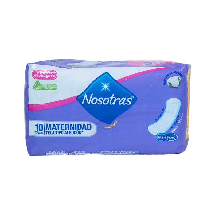 Toalla Higiénica Nosotras Maternal 10 unidades.