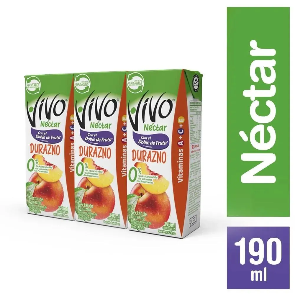 Néctar Vivo Pack Durazno 190 ml