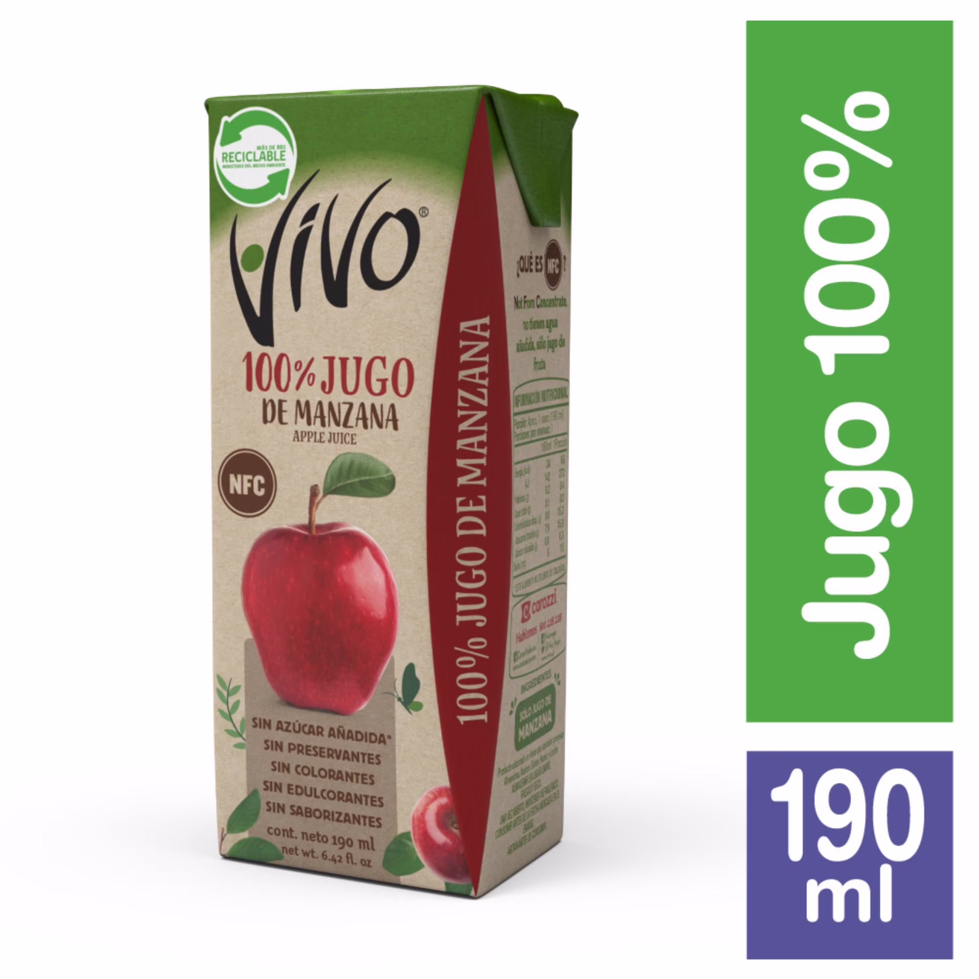 Jugo Manzano Vivo 190 ml