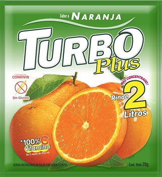 Jugo Turbo Plus Naranja 20 grs.