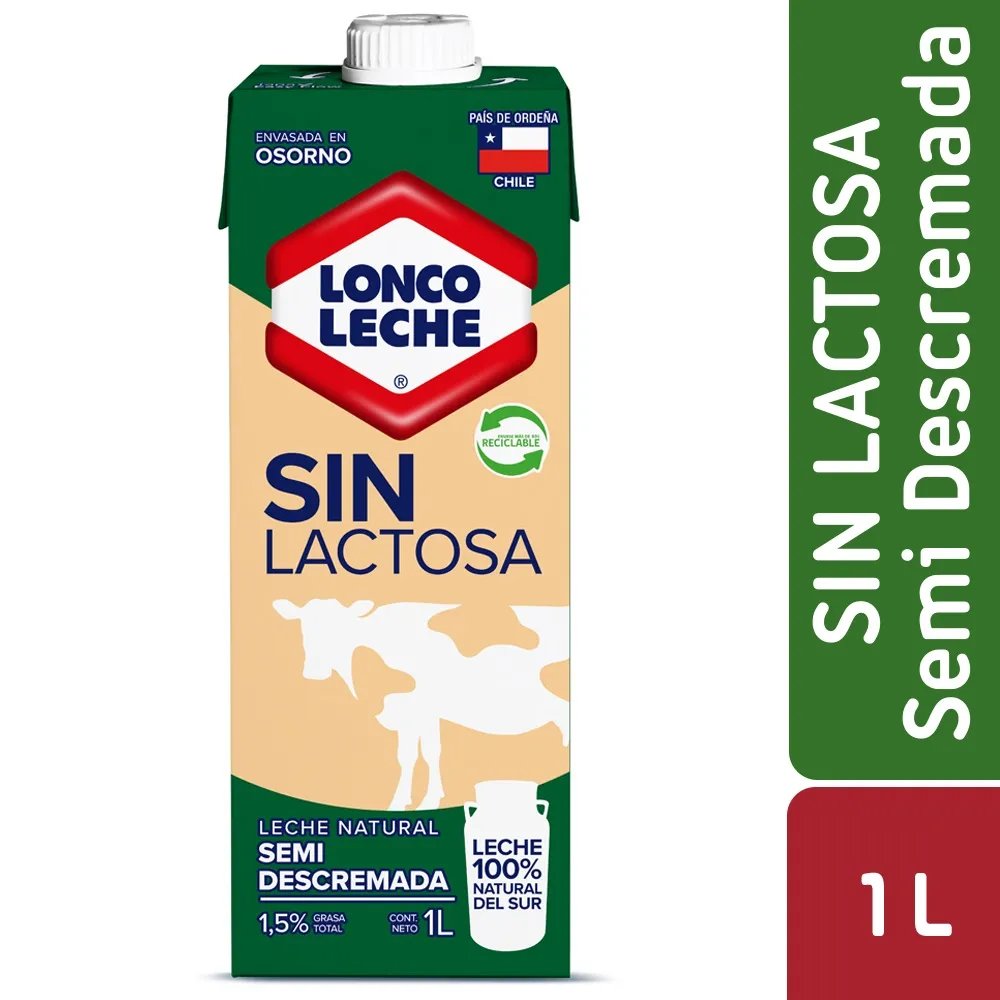 Leche Loncoleche Lonco sin Lactosa Semi Descremada 1 L