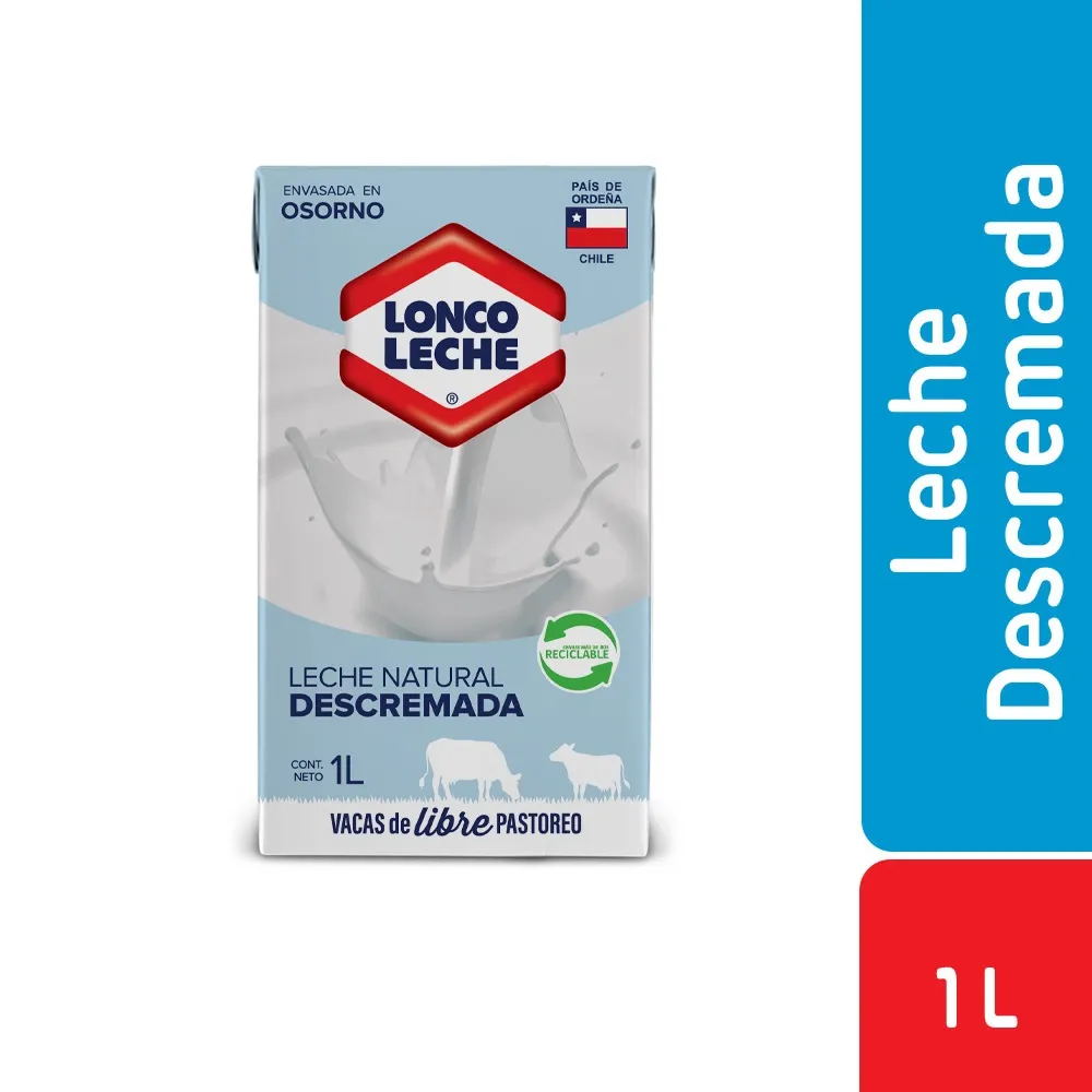 Leche Loncoleche Lonco sin Tapa Descremada 1 L