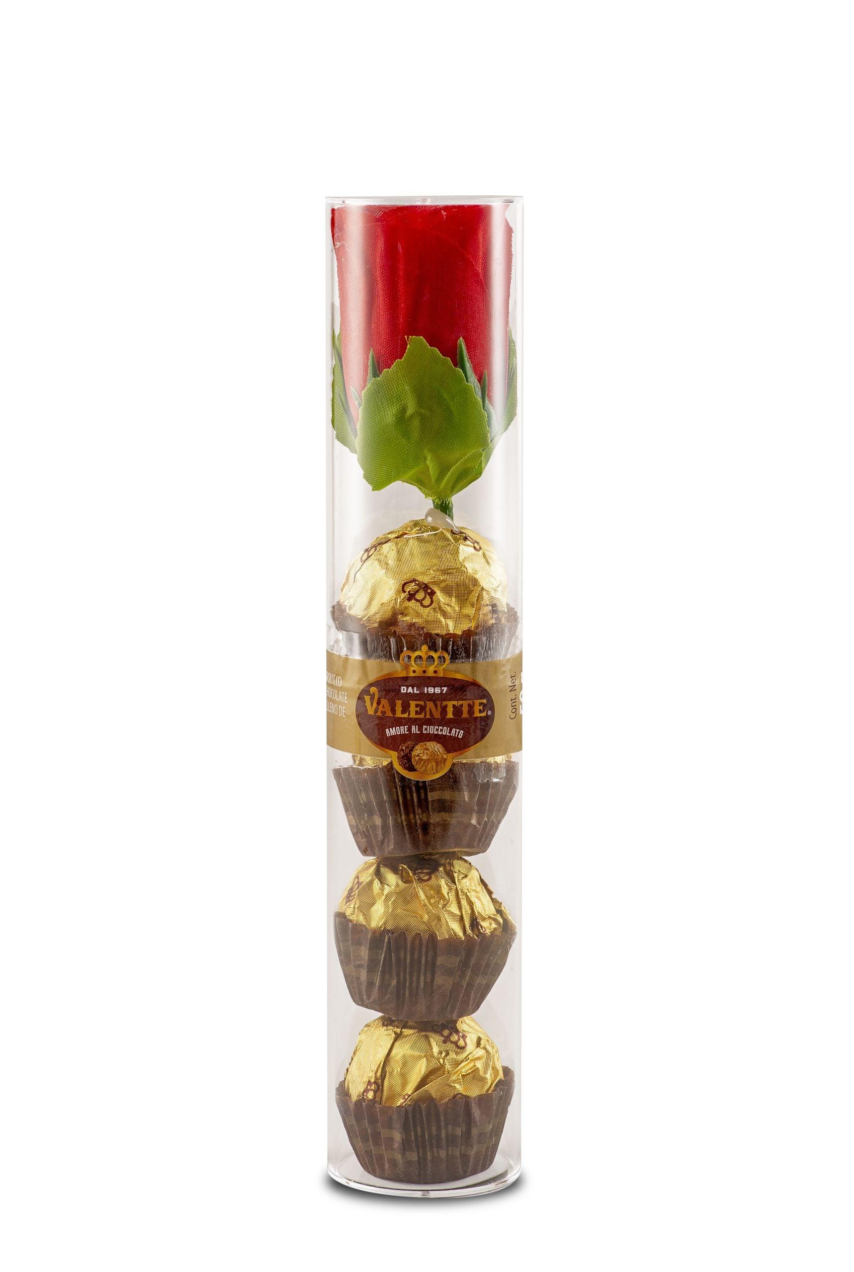 Bombón Valentte + Flor 4 unidades.