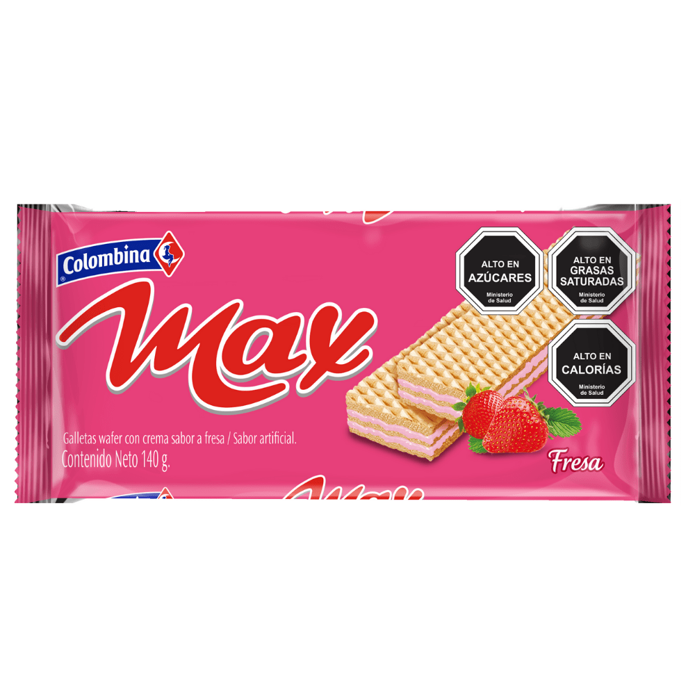 Galletas Waffer Fresa Max 140 grs.