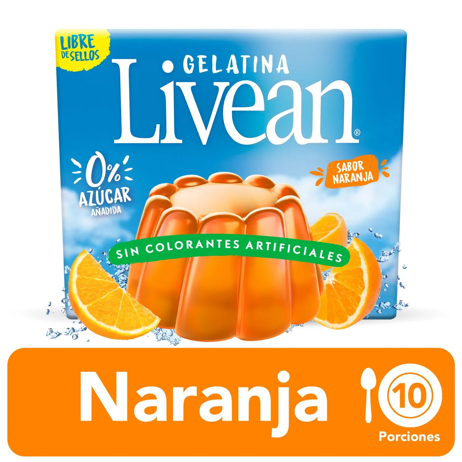 Gelatina Livean Naranja 22 grs.