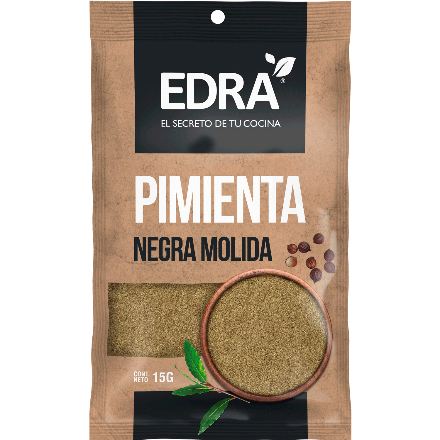 Condimento Edra Pimienta Negra Molida 15 grs.