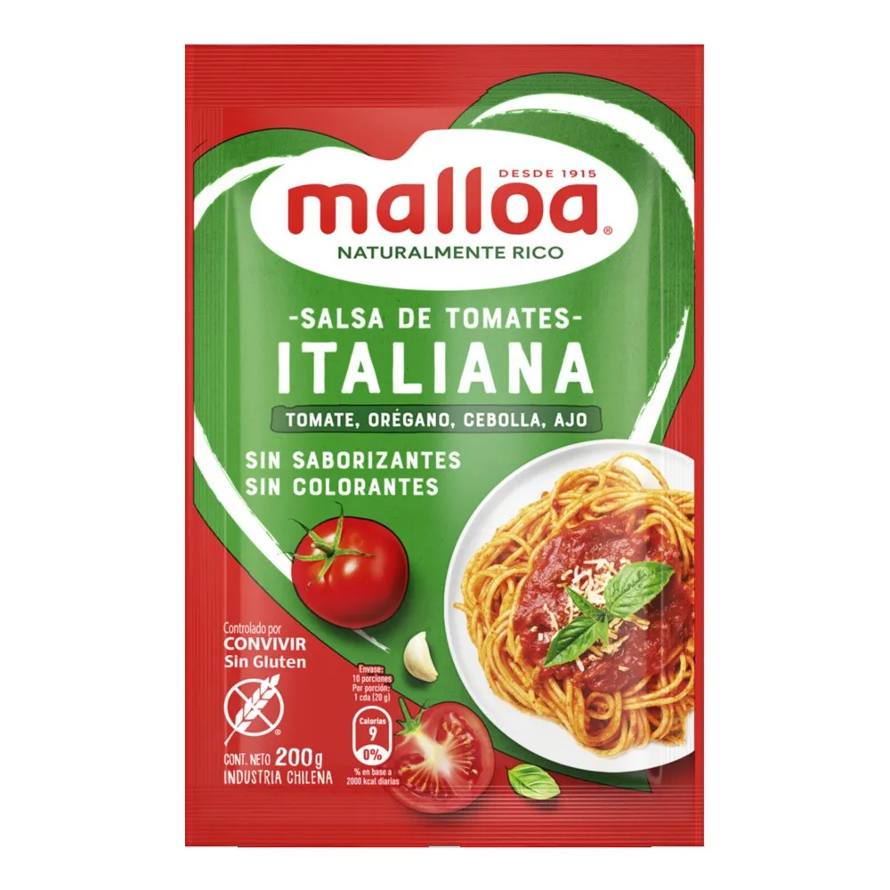 Salsa Malloa Tomate Natural 200 grs.