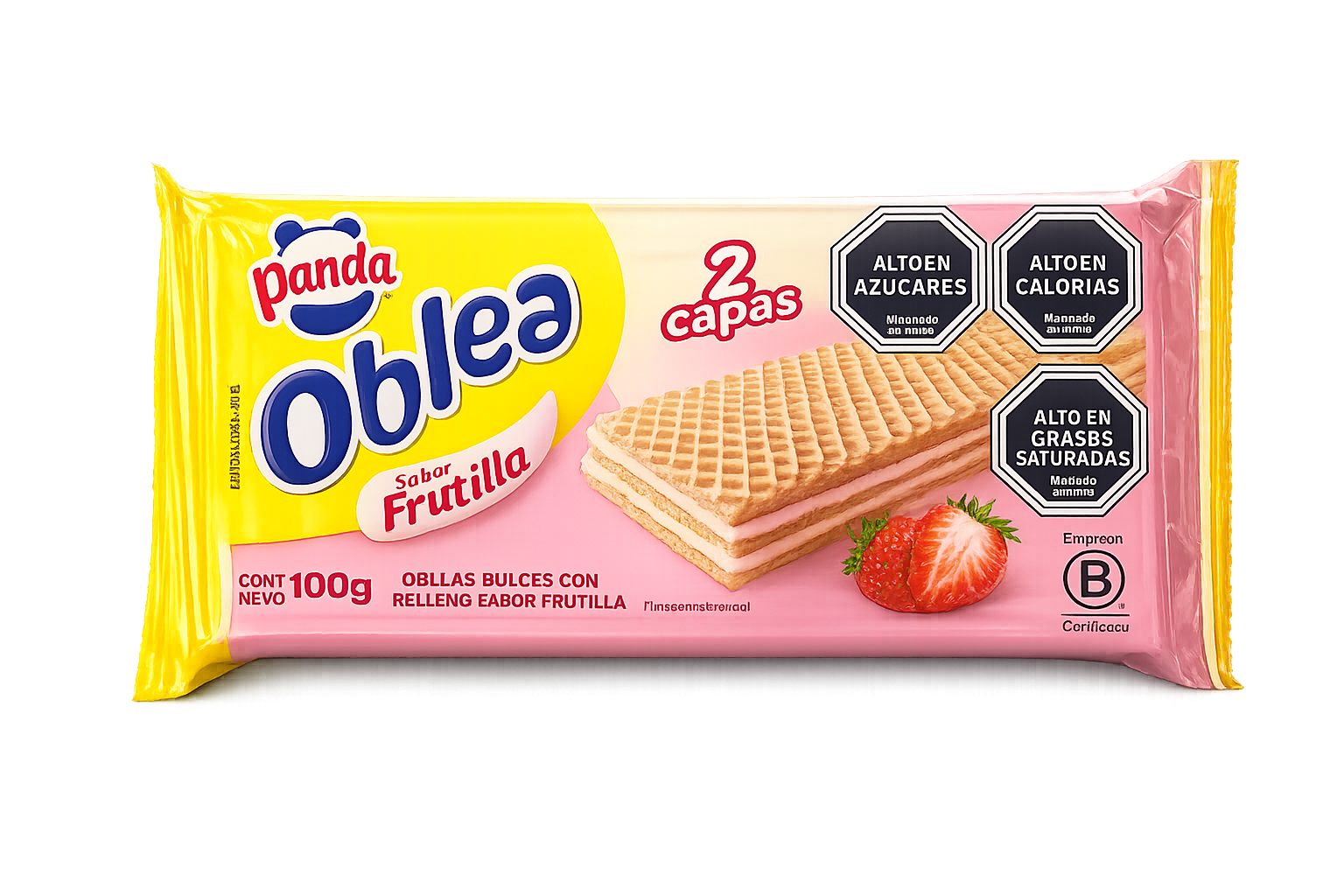 Galleta Oblea Panda Frutilla 100grs.