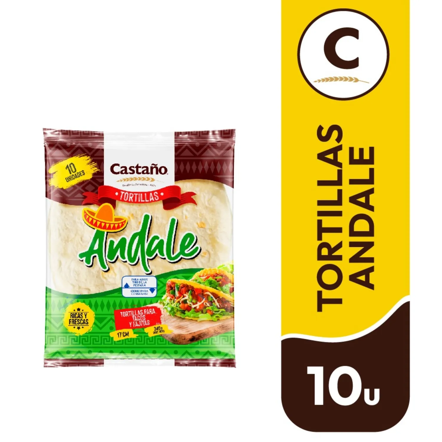 Tortilla Andale Tacos 10 unidades.
