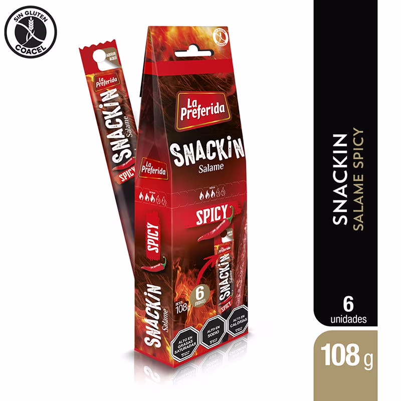 Snackin Salame Spicy 18 grs. Por Unidad