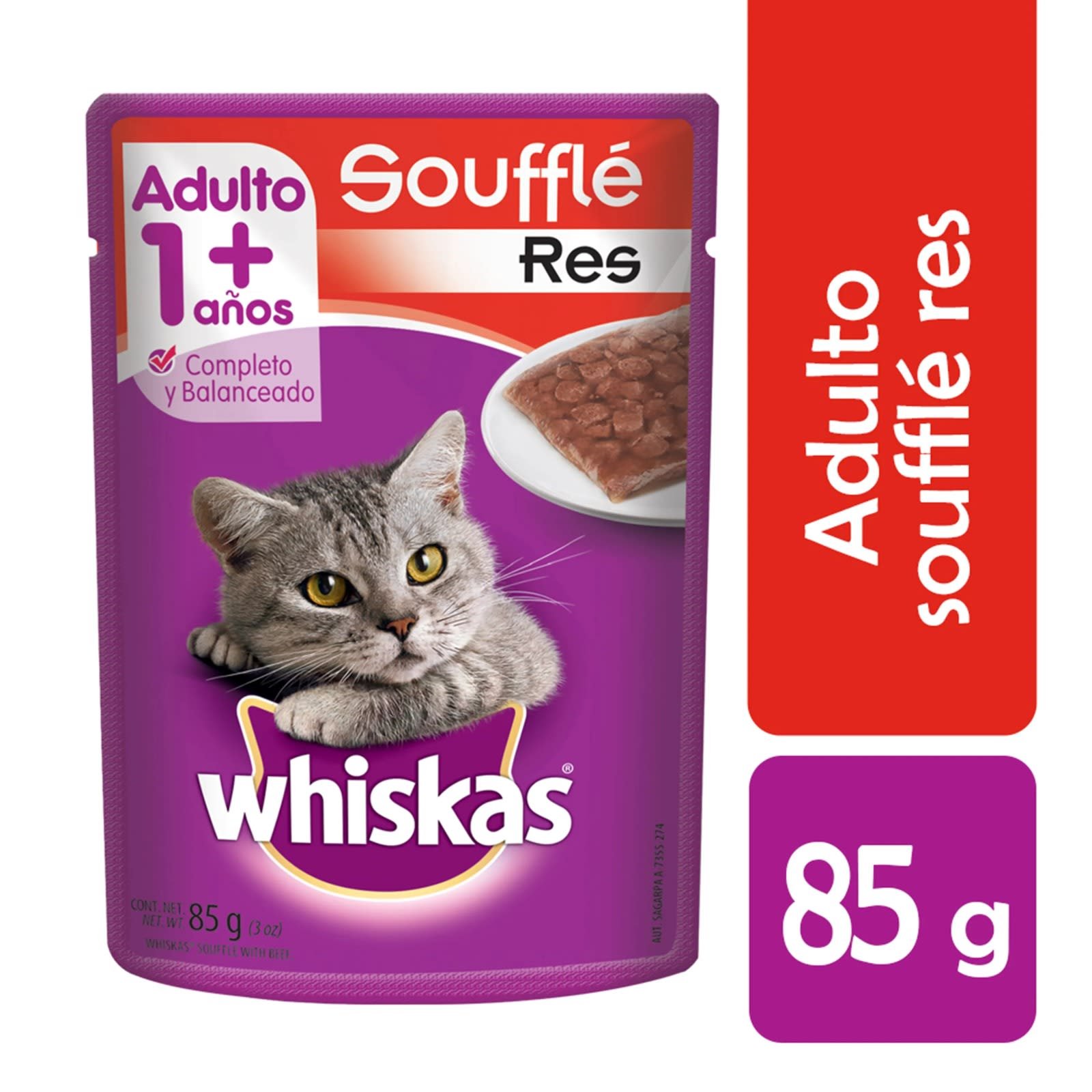 Alimento Whiskas Souffle Carne 85 g