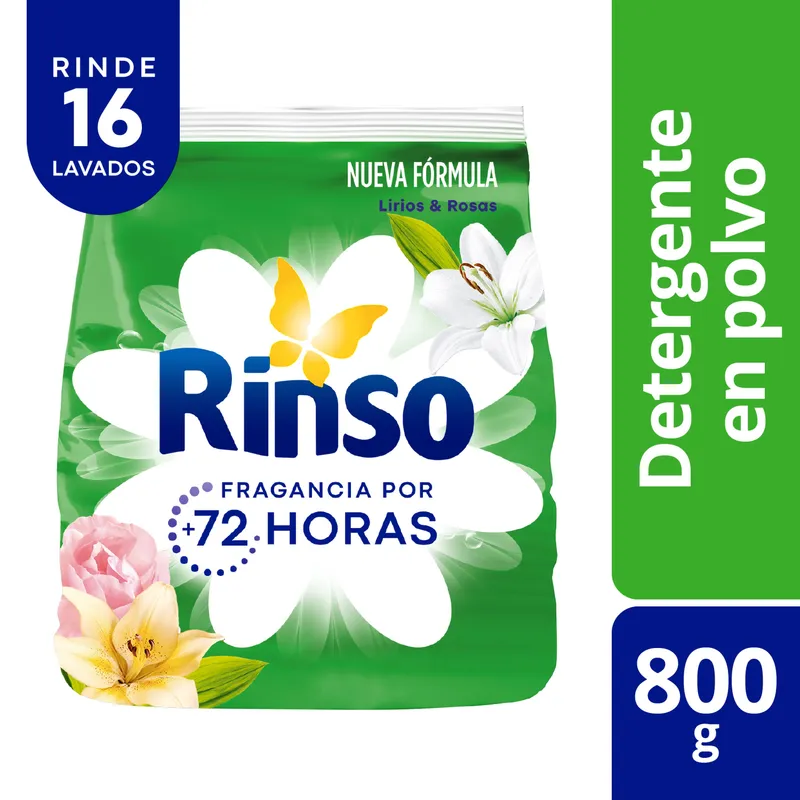 Detergente en Polvo Rinso Lirios y Rosas 800 grs.