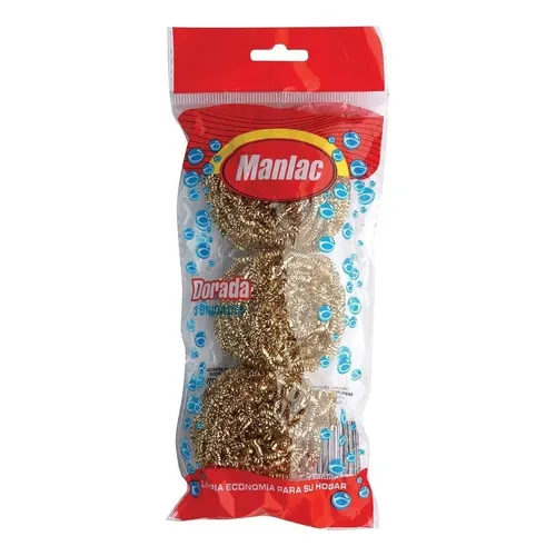 Esponja Manlac Dorada 3 unidades. 10 grs.