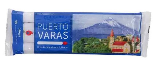 Velas Puerto Varas Super Económicas 4 unidades.