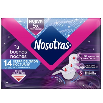 Toallas Higiénicas Nosotras Buenas Noches Ultra Delgada 14 un