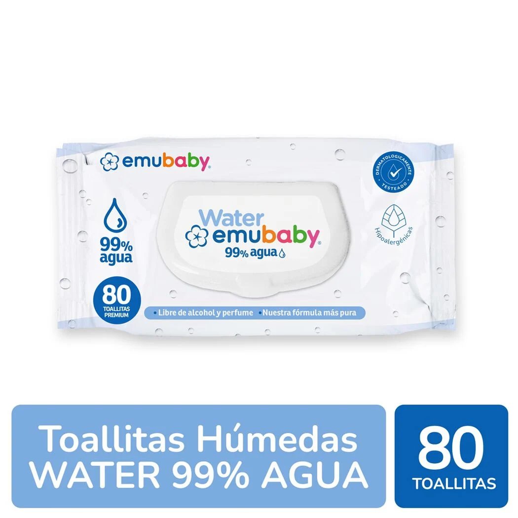 Toallas Húmedas Emu Water 80 unidades.
