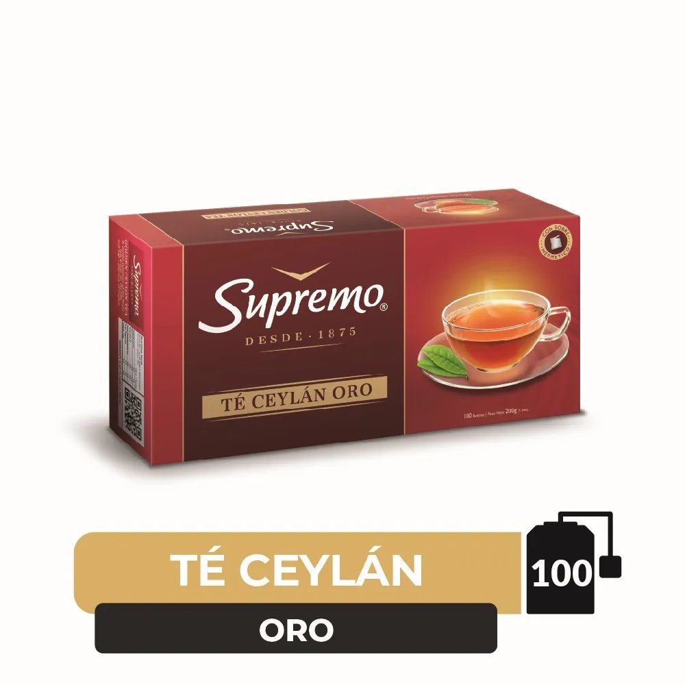 Té Supremo Ceylan Oro 100 unidades.