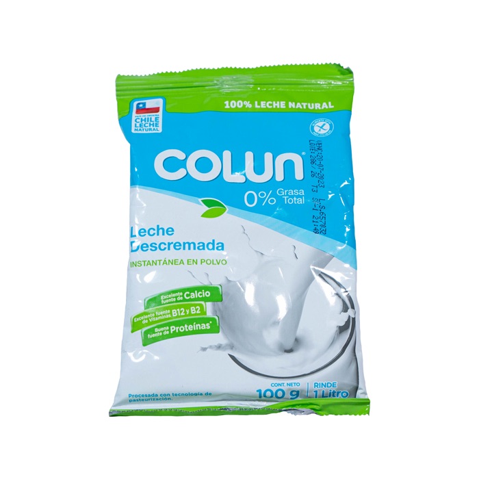 Leche Colun Descremada 0% Grasa 100 grs.