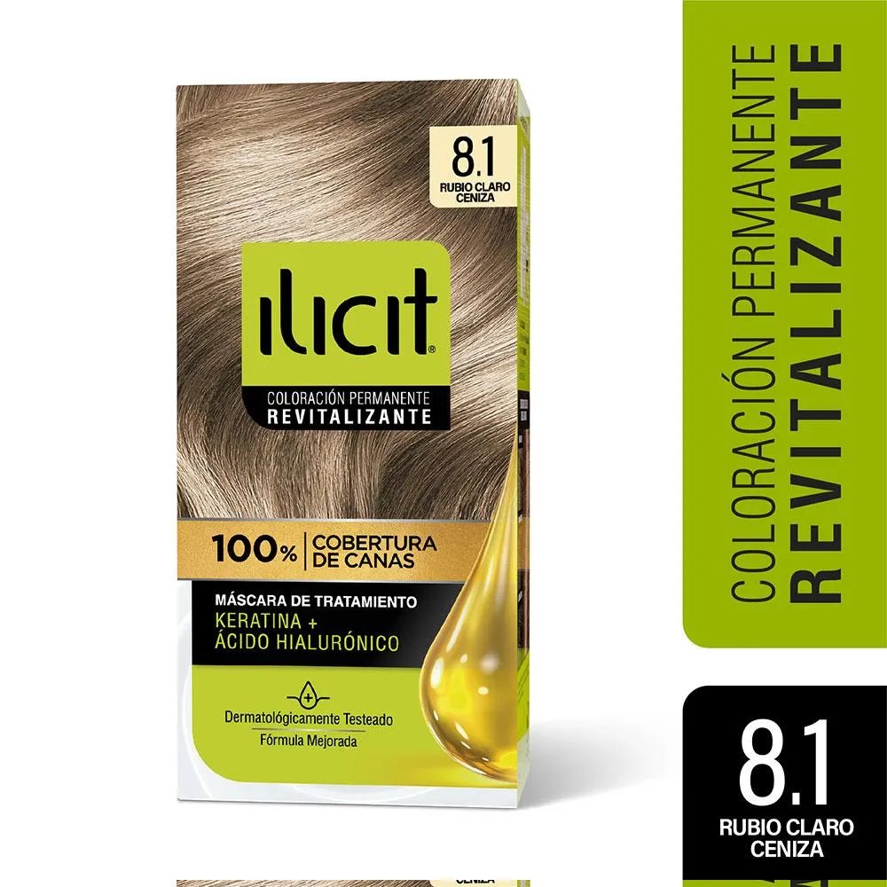Tintura Ilicit 8.1 Rubio Ceniza Claro 1 un